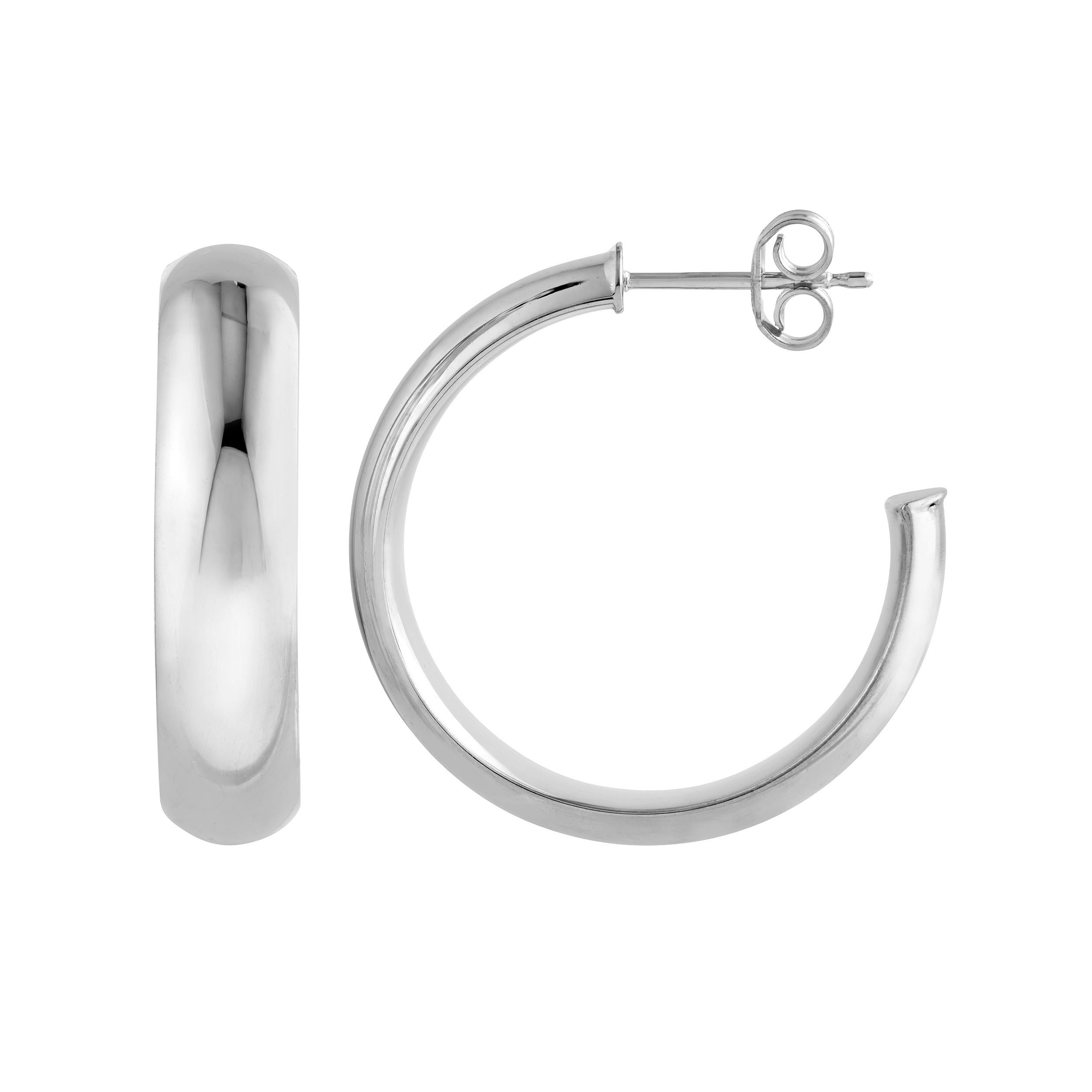 26mm D-Tube Round Hoop Earrings