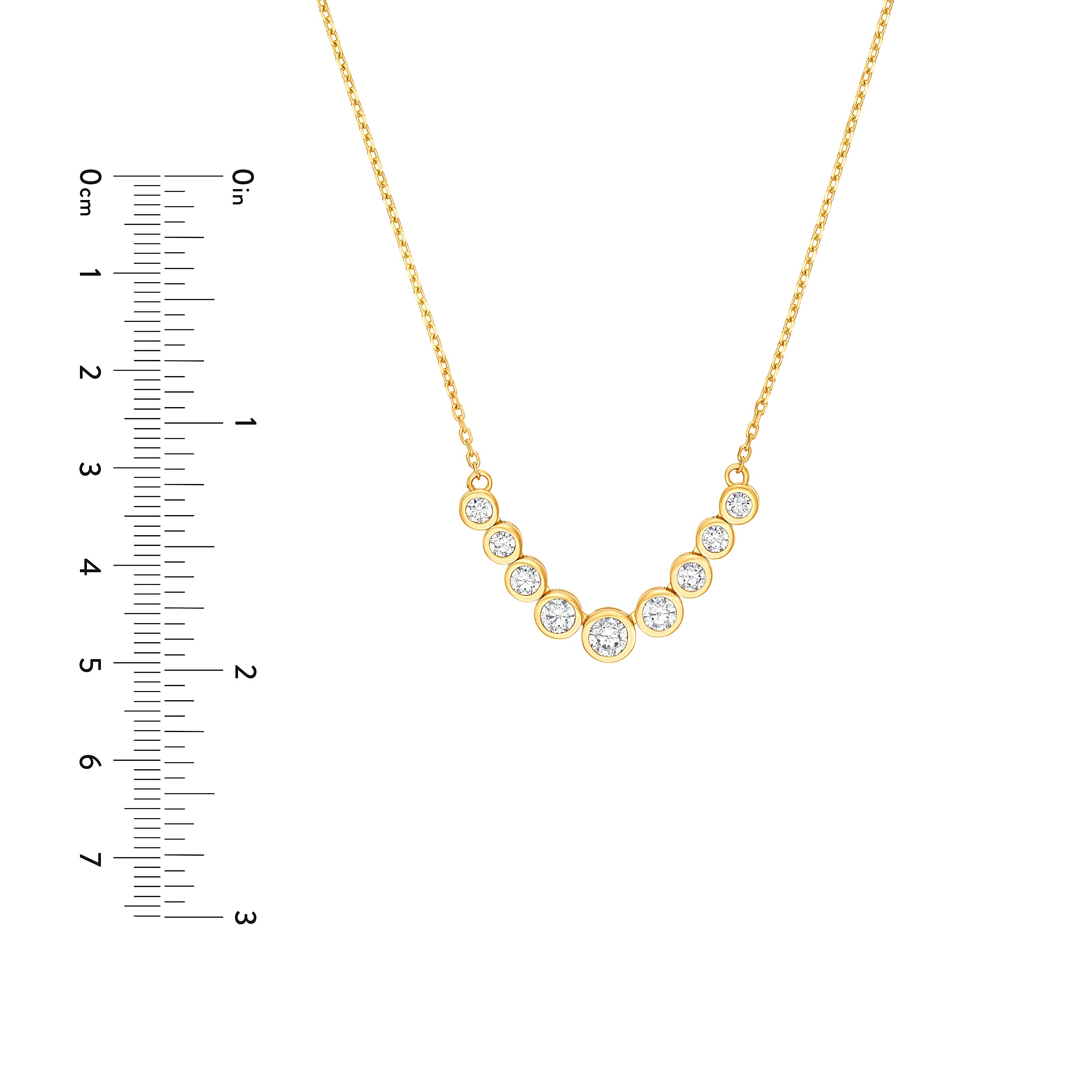 Bezel Set 9 Stone Graduated Diamond Neckace