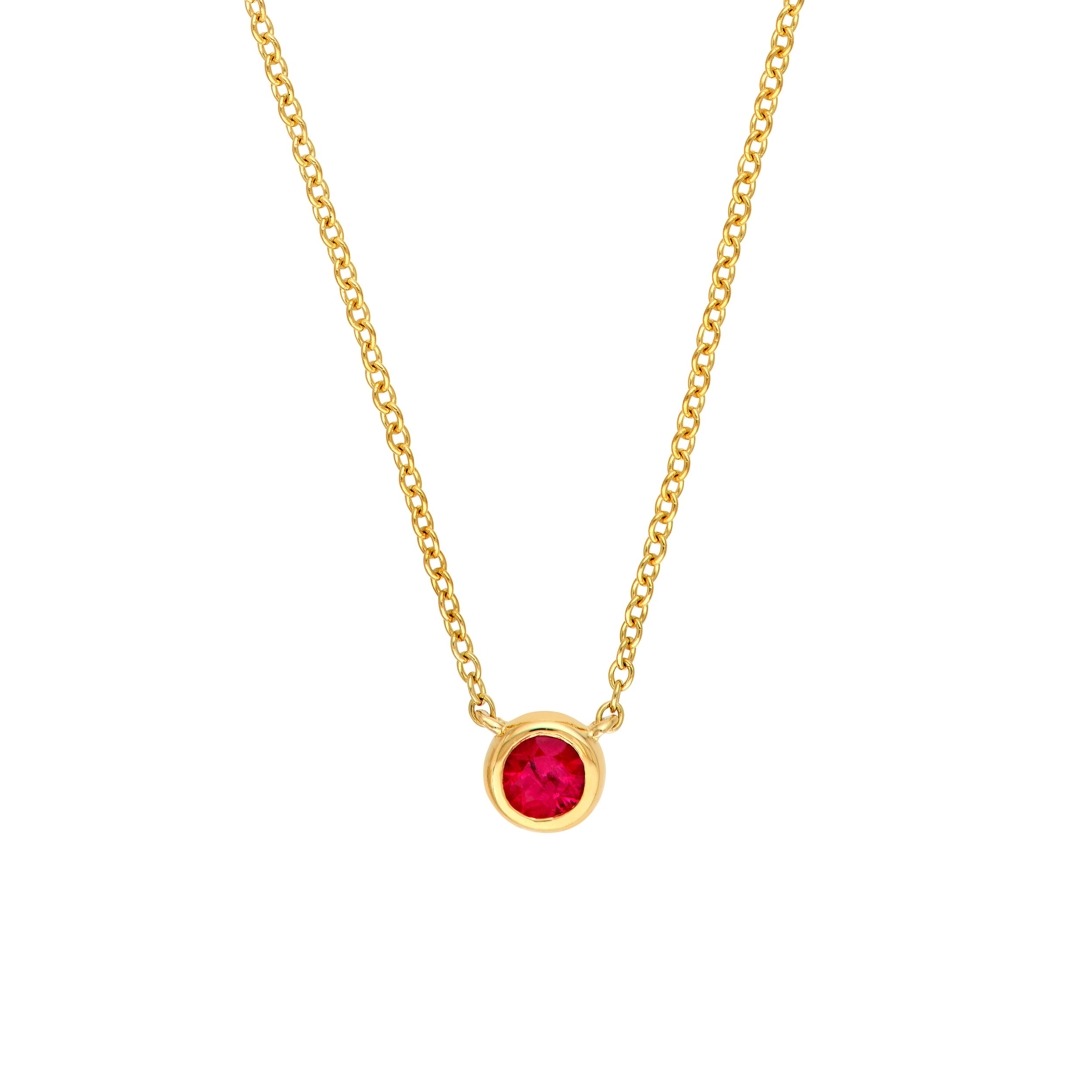 3mm Rnd Ruby Bezel Adj Necklace