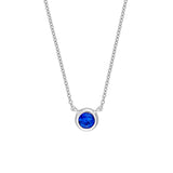 4mm Rnd Blue Sapphire Bezel Adj Necklace