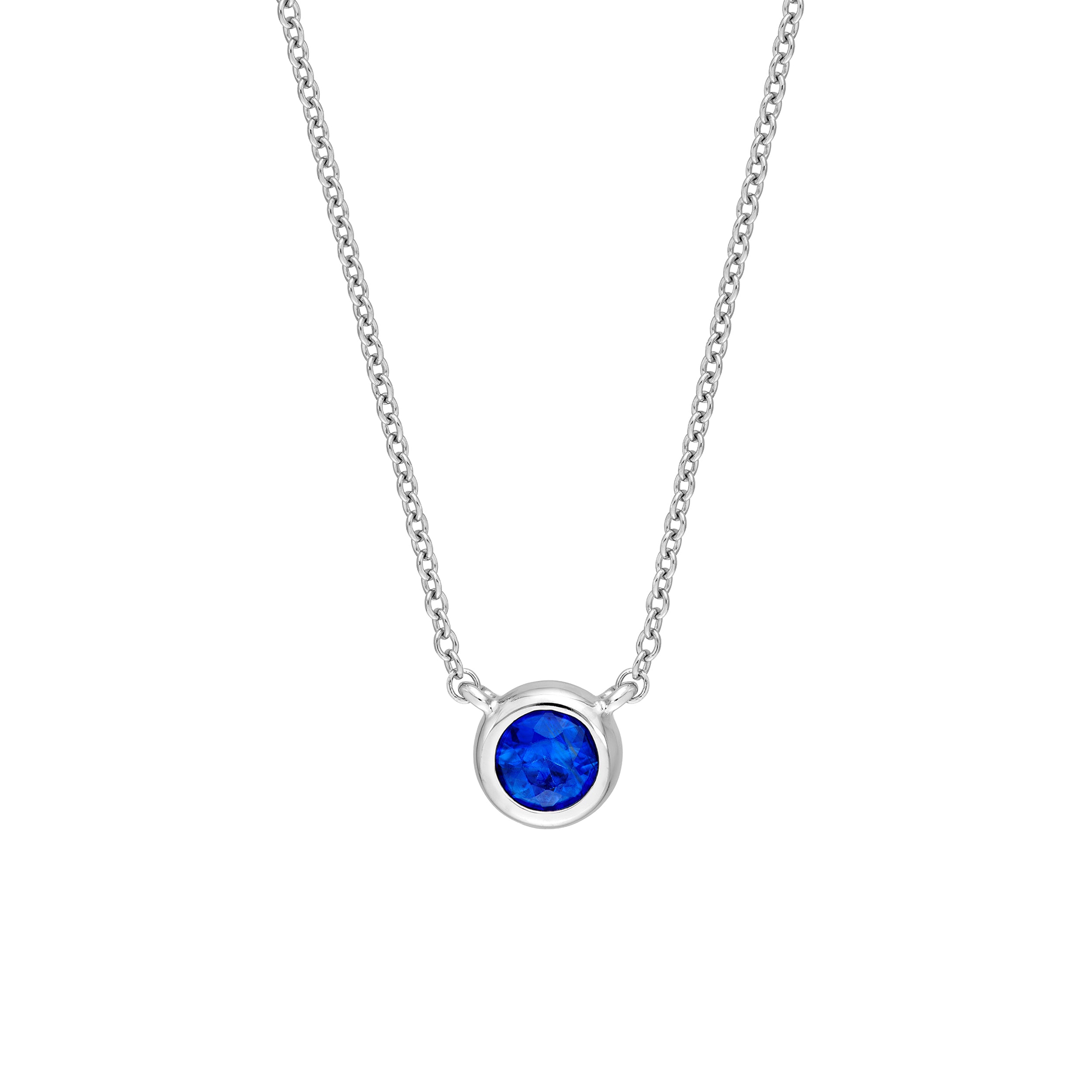 4mm Rnd Blue Sapphire Bezel Adj Necklace