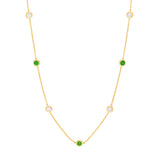 3/8tcw Diamond & Tsavorite Bezel Station Necklace