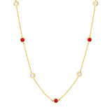 3/8tcw Diamond & Ruby Bezel Station Necklace