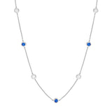 3/8tcw Diamond & Sapphire Bezel Station Necklace