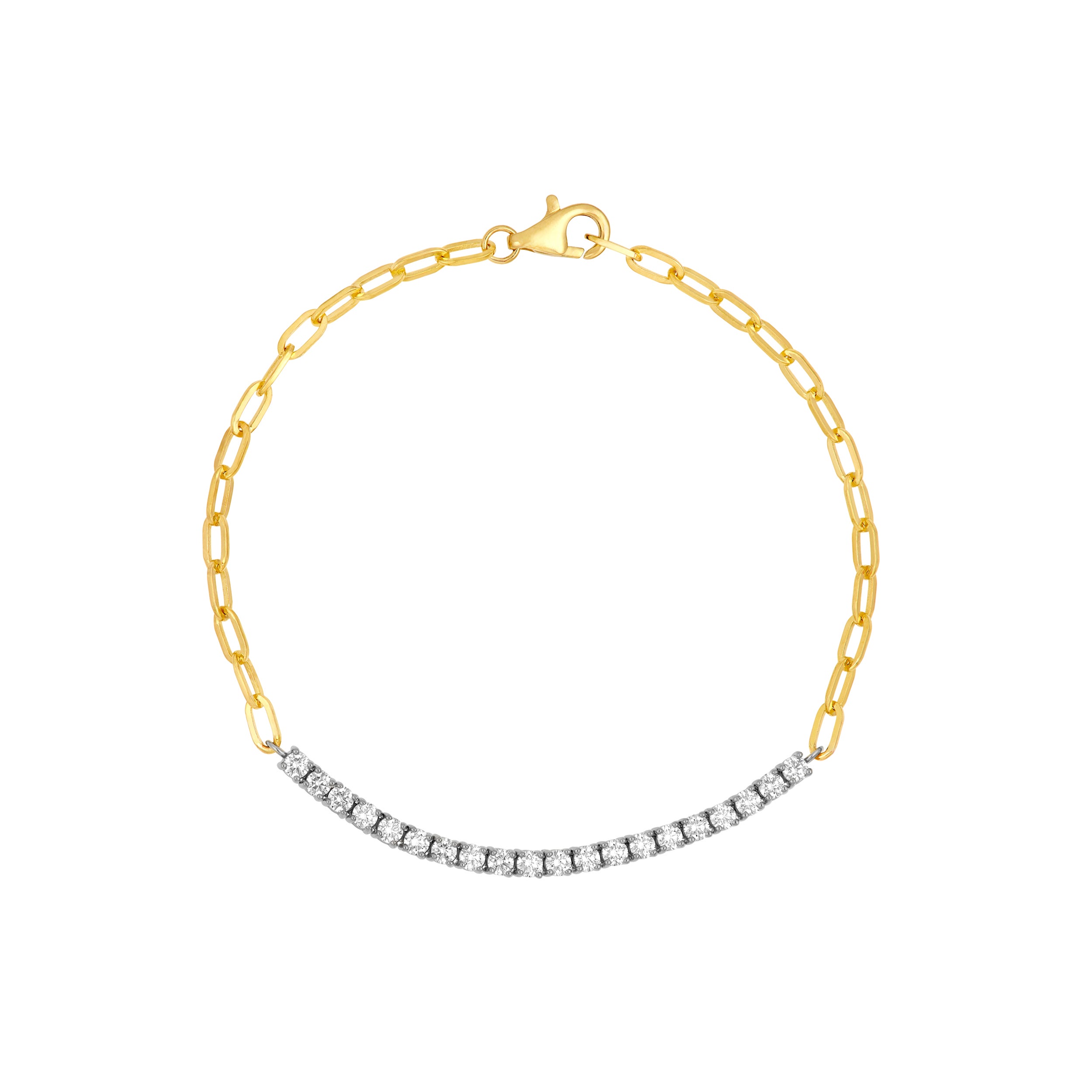 Two Tone 1.0tcw Diamond Paper Clip Bracelet