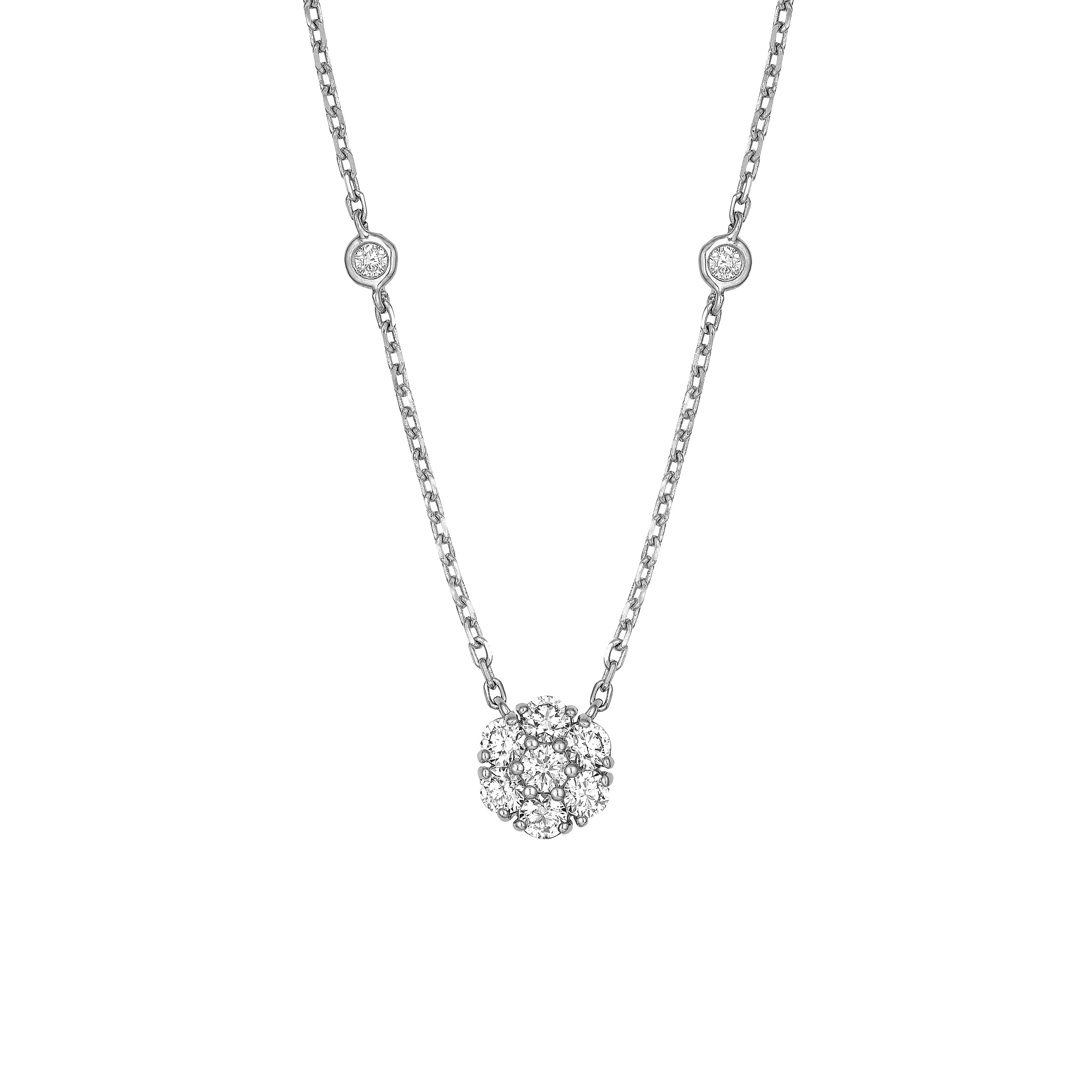 3/4tcw Diamond Cluster & Bezel Station Necklace