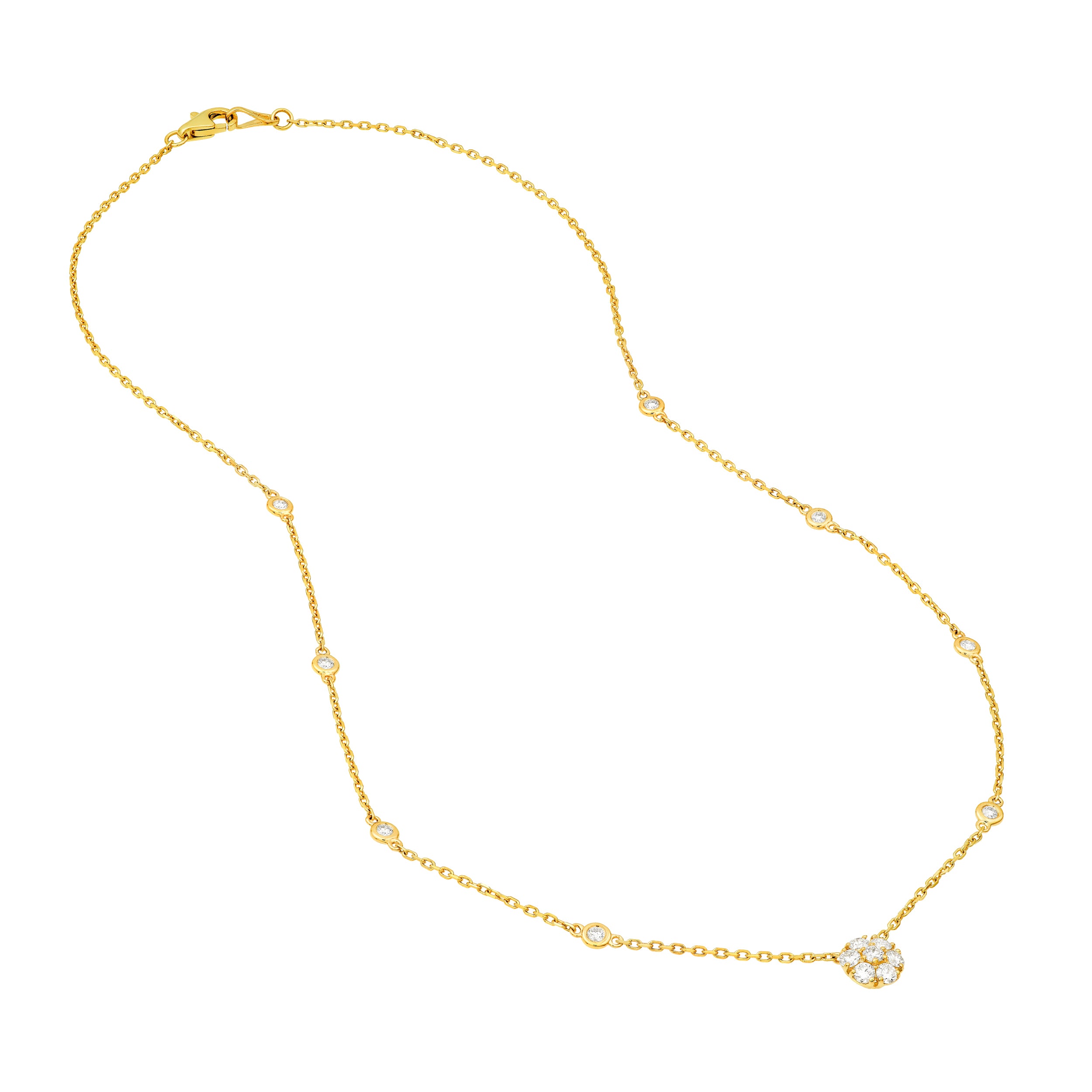 3/4tcw Diamond Cluster & Bezel Station Necklace