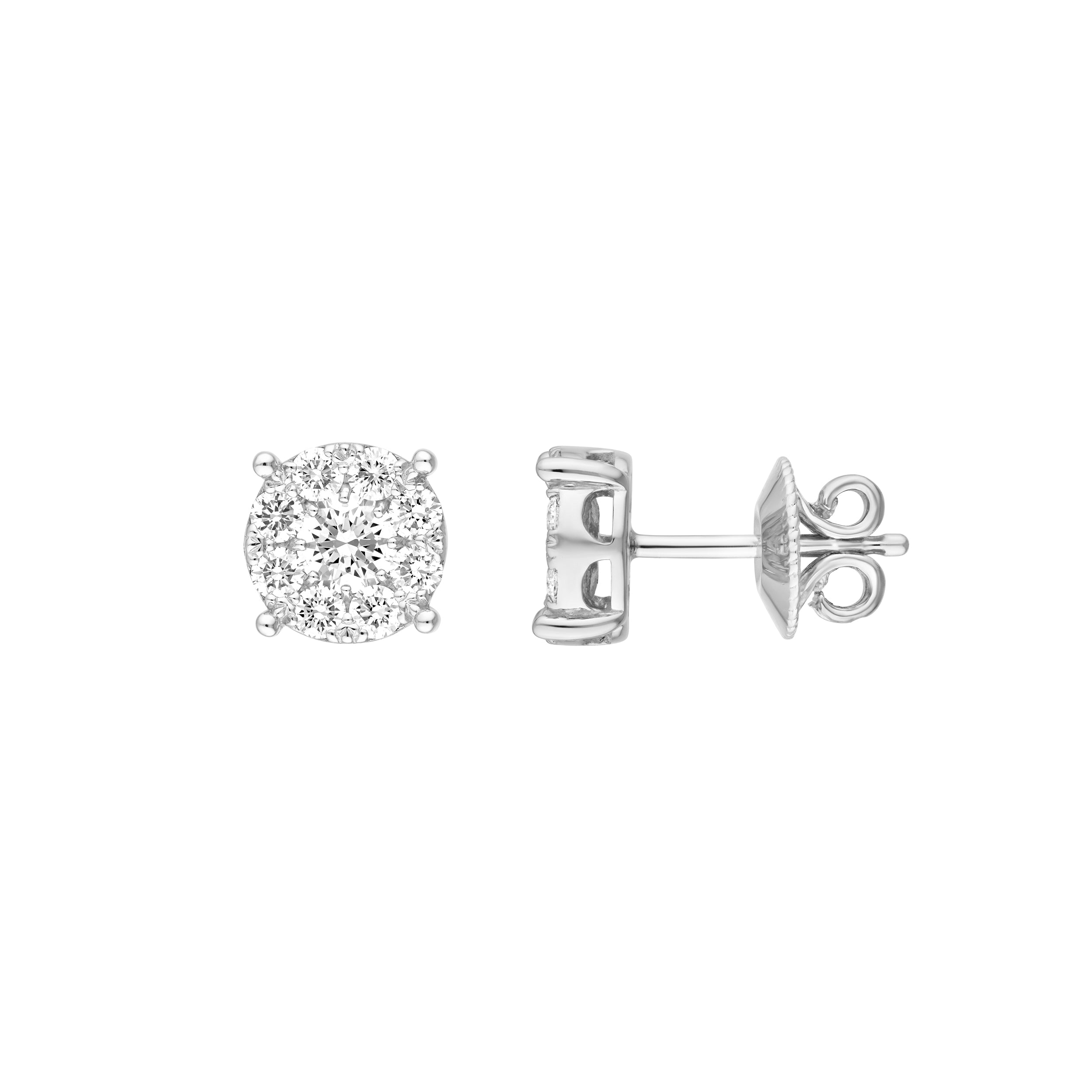 1.0tcw Diamond Cluster Stud Earrings