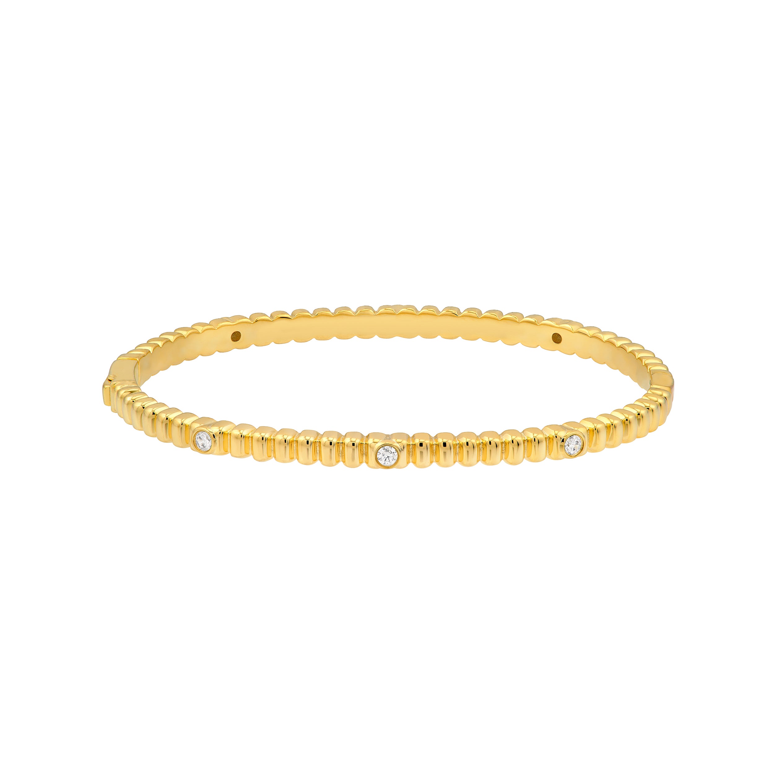Diamond Fluted Station Bangle Bracelet (1/4tcw)