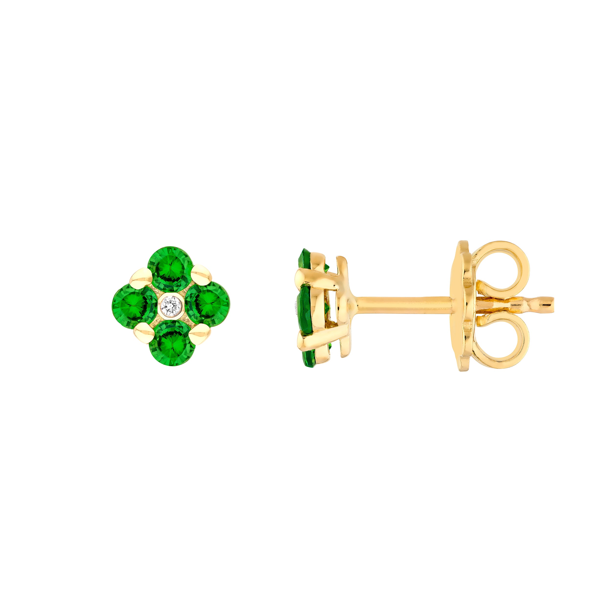 2.5mm Tsavorite Flower Stud Earrings