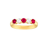 3.5mm Round Ruby & Diamond Ring - 5 Stone