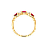 3.5mm Round Ruby & Diamond Ring - 5 Stone