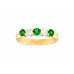 3.5mm Round Emerald & Diamond Ring - 5 Stone