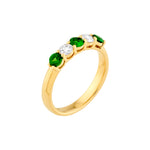 3.5mm Round Emerald & Diamond Ring - 5 Stone