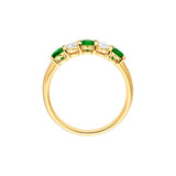 3.5mm Round Emerald & Diamond Ring - 5 Stone