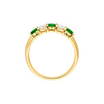 3.5mm Round Emerald & Diamond Ring - 5 Stone