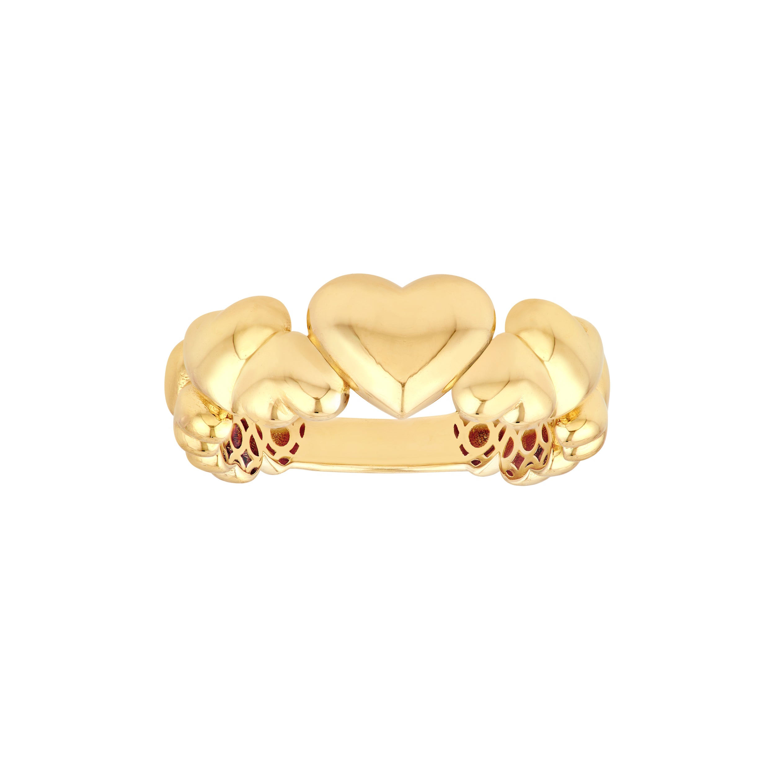 Alternating Puffy Hearts Ring