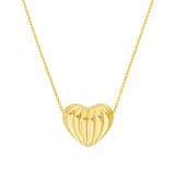 Fluted Heart Pendant Necklace
