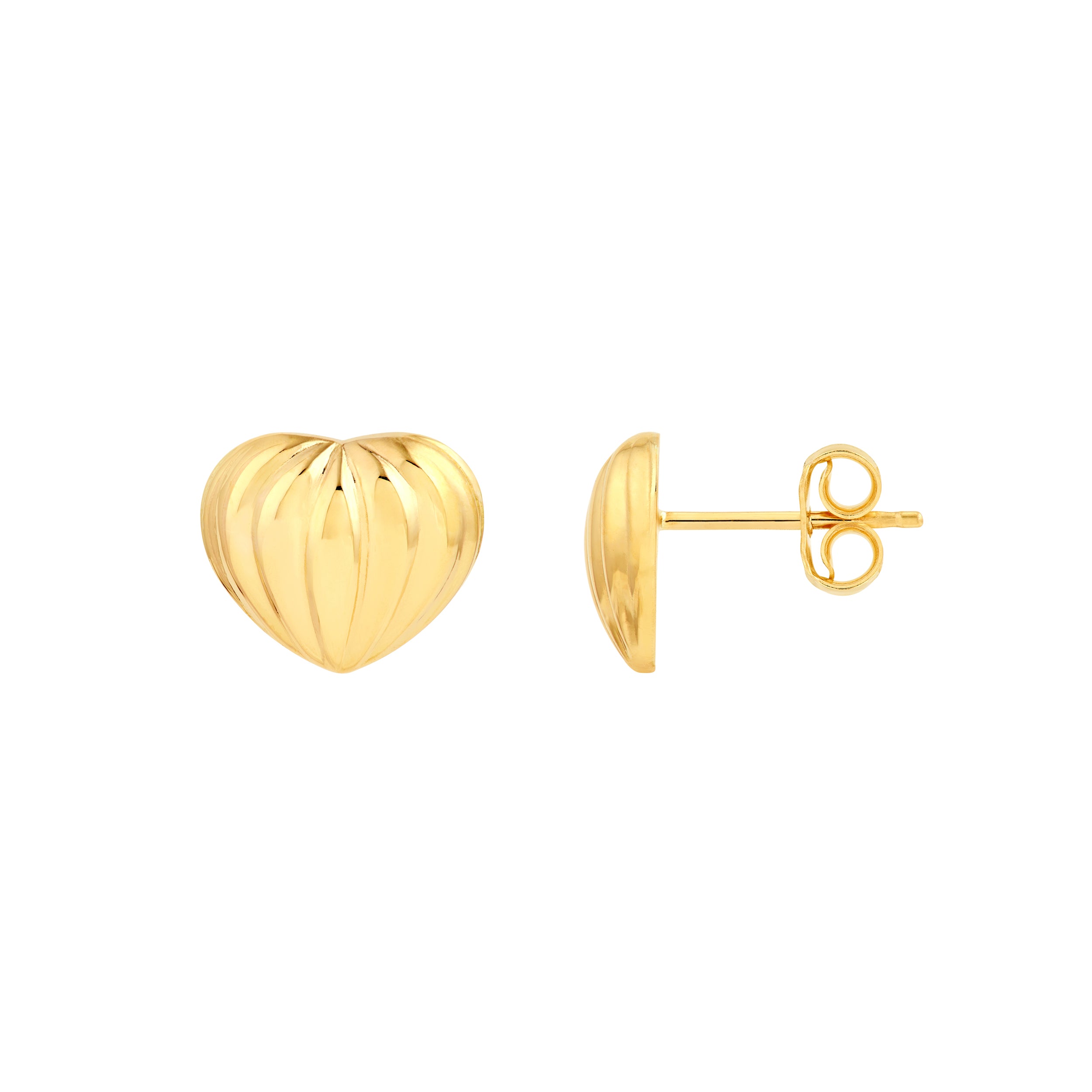 Fluted Heart Small Stud Earrings