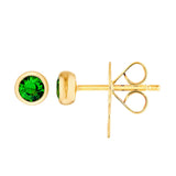 1/4tcw 3mm Rnd Tsavorite Bezel Stud Earrings
