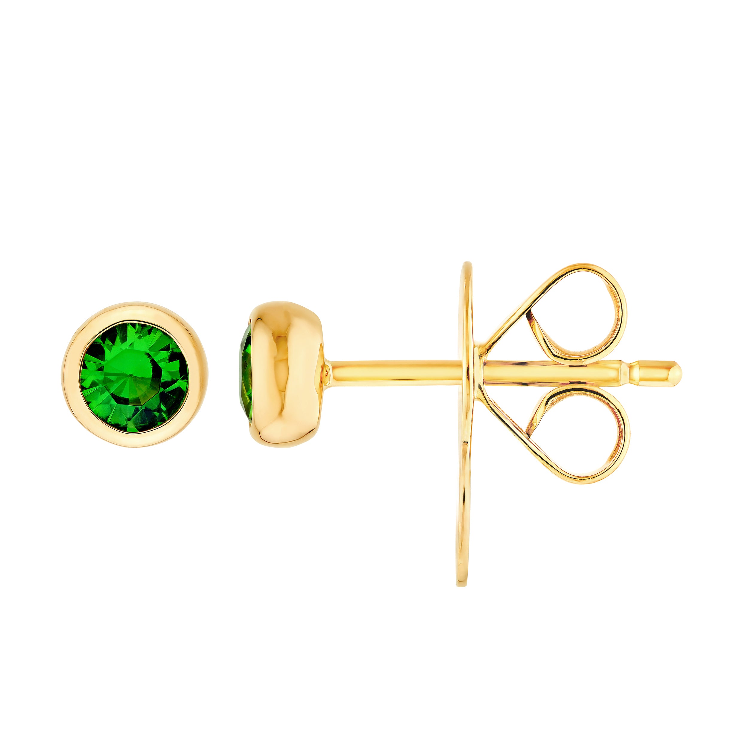 1/4tcw 3mm Rnd Tsavorite Bezel Stud Earrings