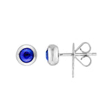 4mm Rd Blue Sapph Bezel Stud Earrings