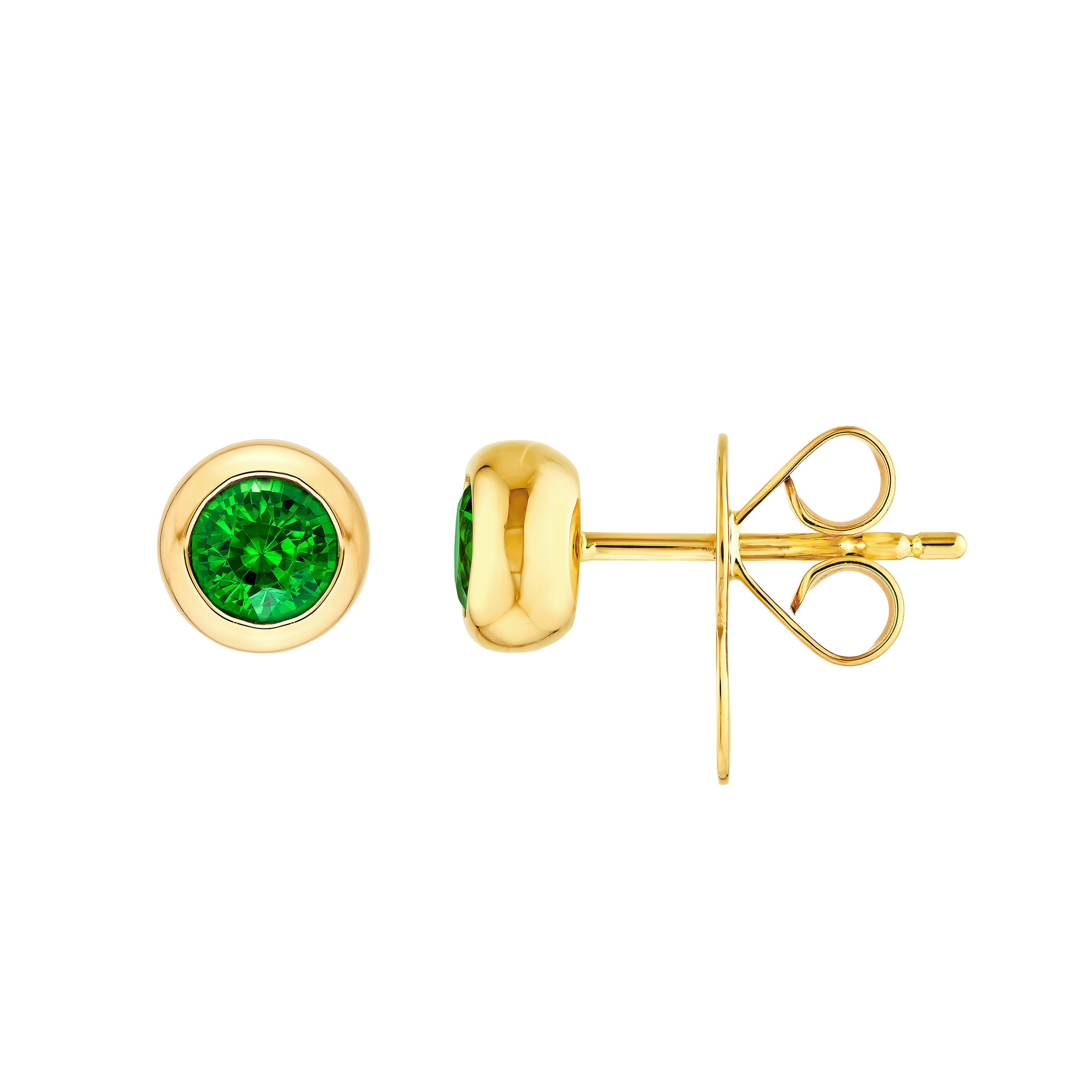 5/8tcw Tsavorite Bezel Stud Earrings