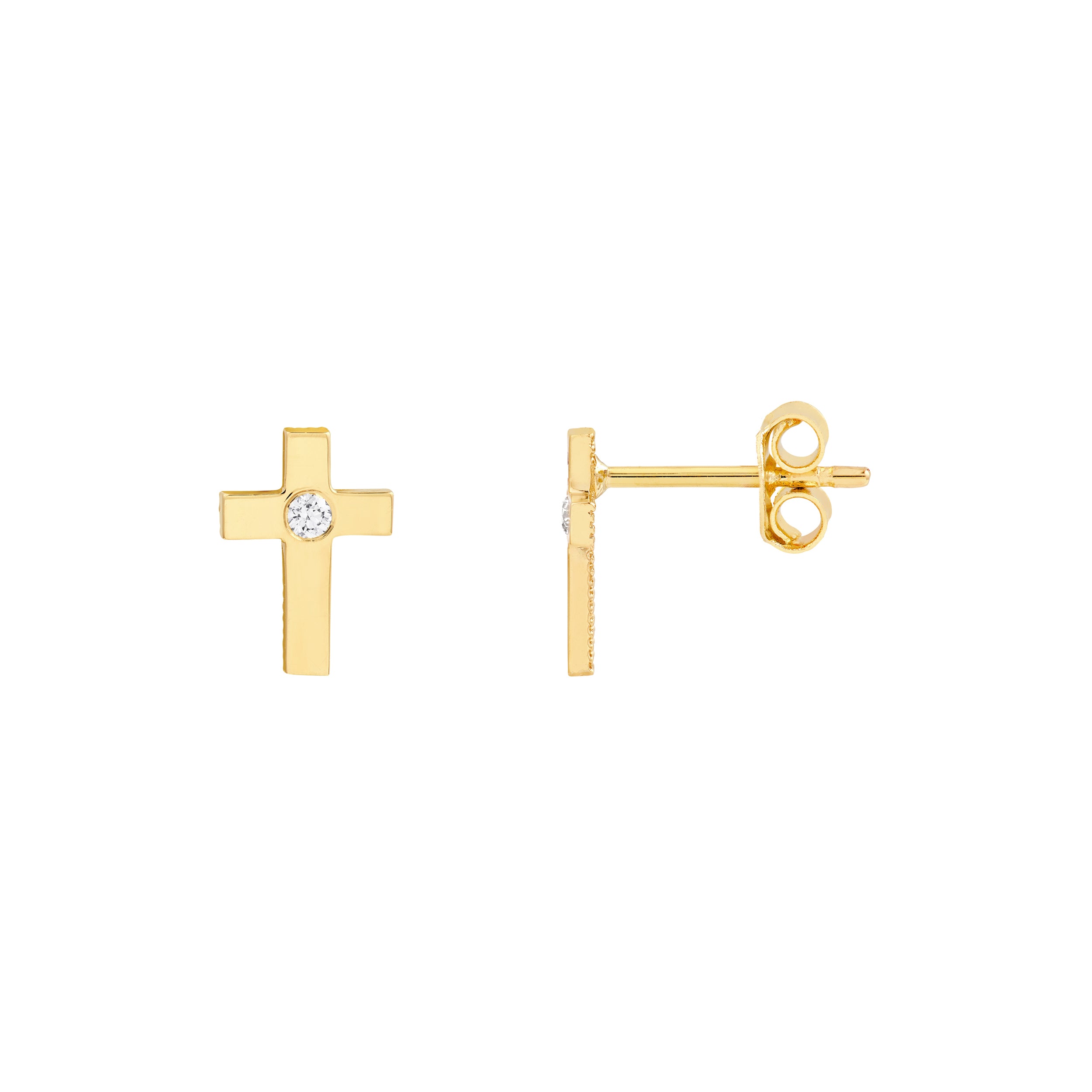 4pt Diamond Cross Stud Earrings