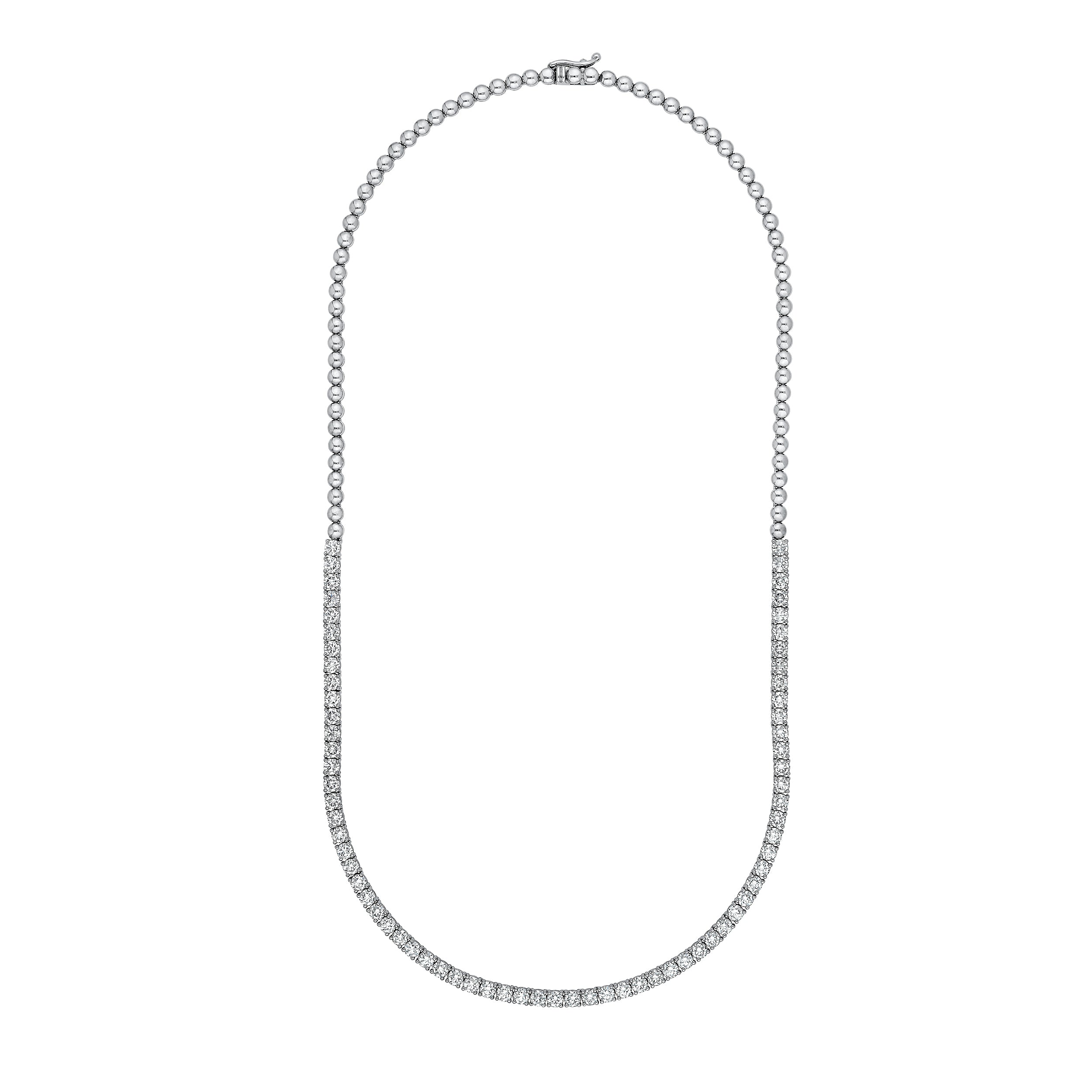 Diamond Halfway Tennis Straight Necklace (7tcw)