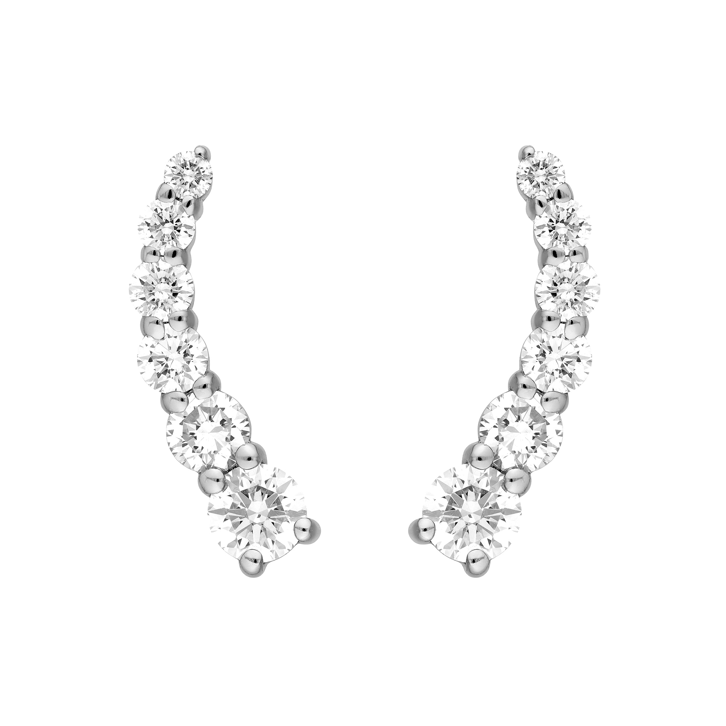 7/8tcw Graduated Round Diamond Climber Earrings