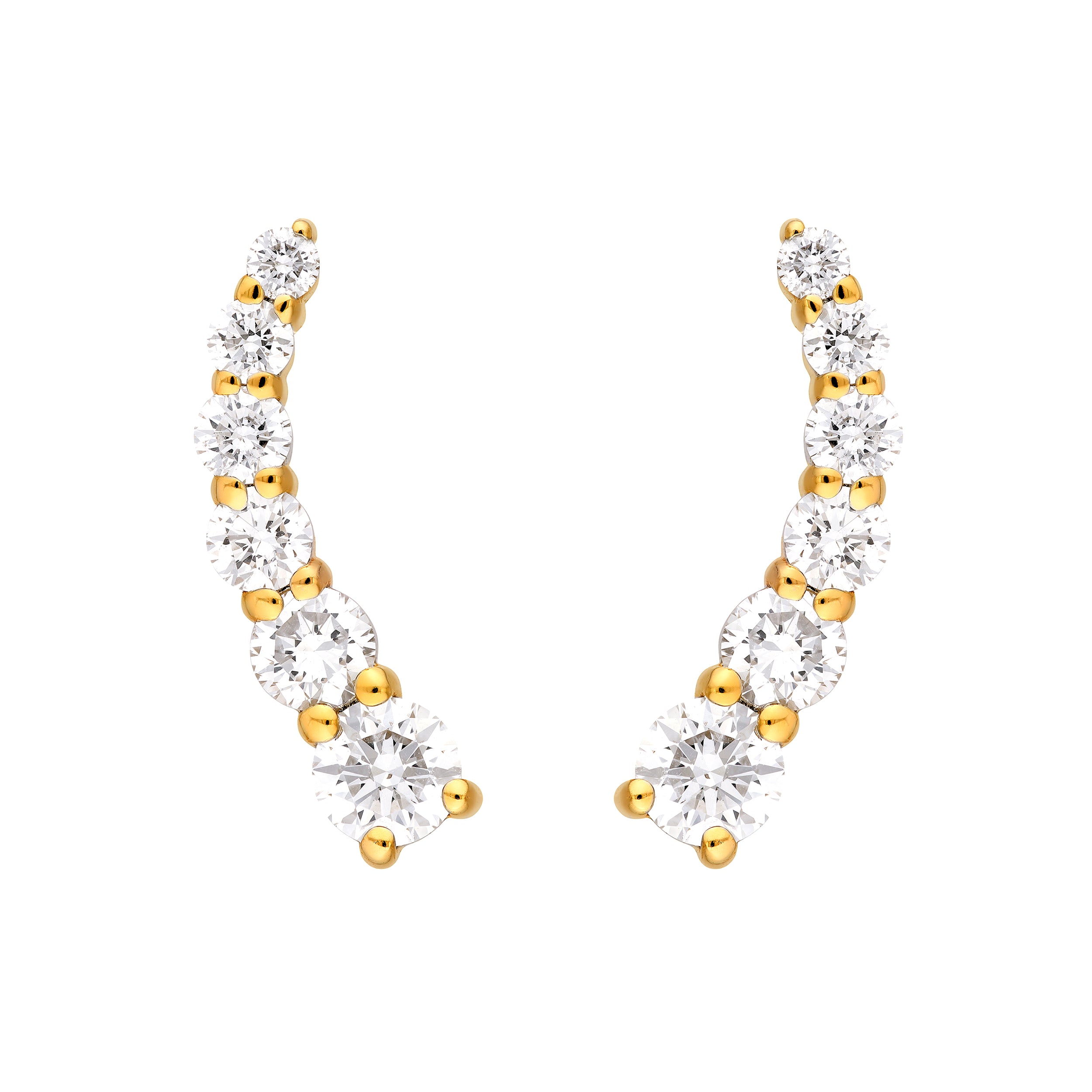 7/8tcw Graduated Round Diamond Climber Earrings