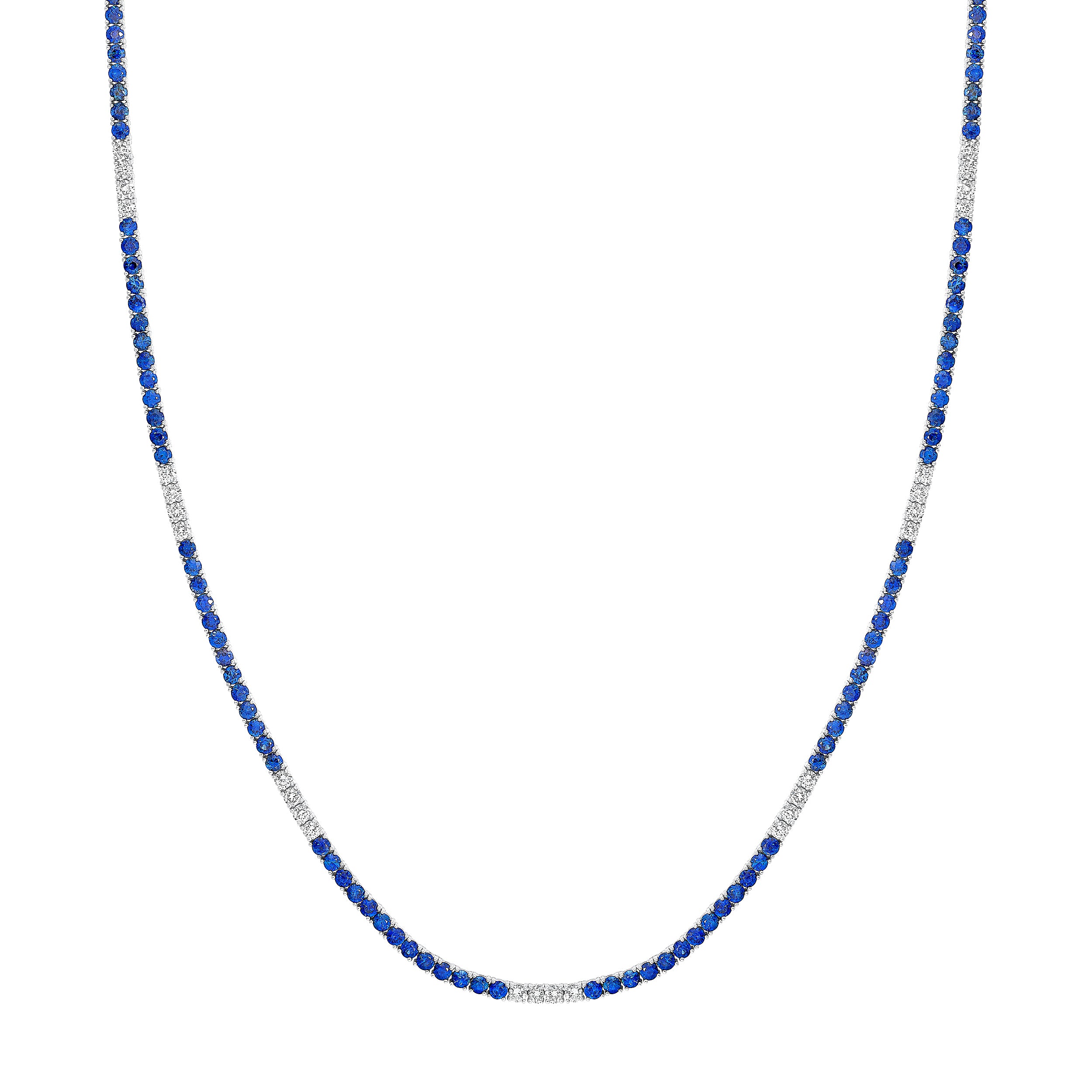 Alternating Sapphire Diamond Tennis Necklace