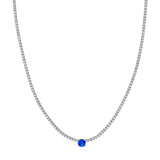 Sapphire Solitaire Diamond Tennis Necklace