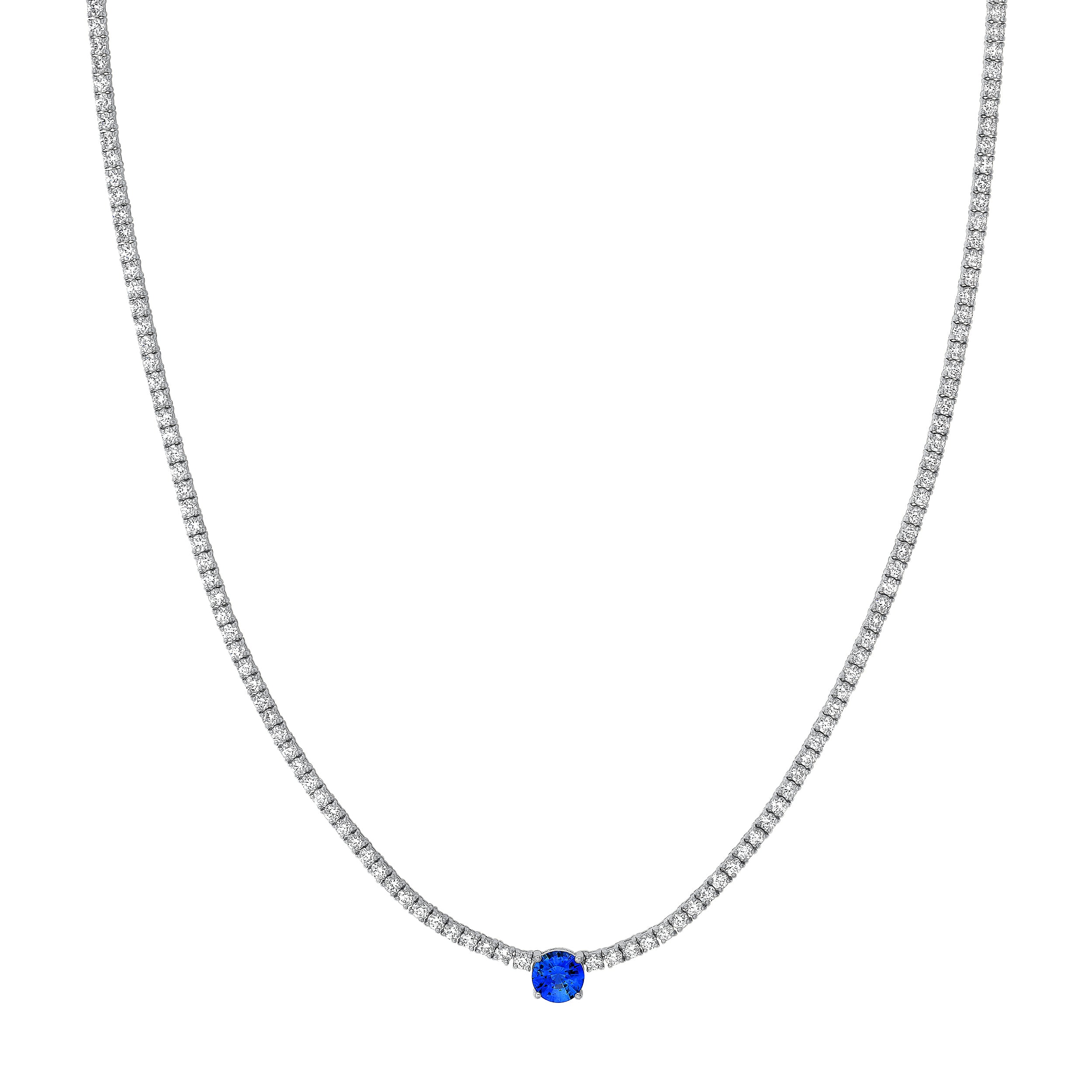 Sapphire Solitaire Diamond Tennis Necklace
