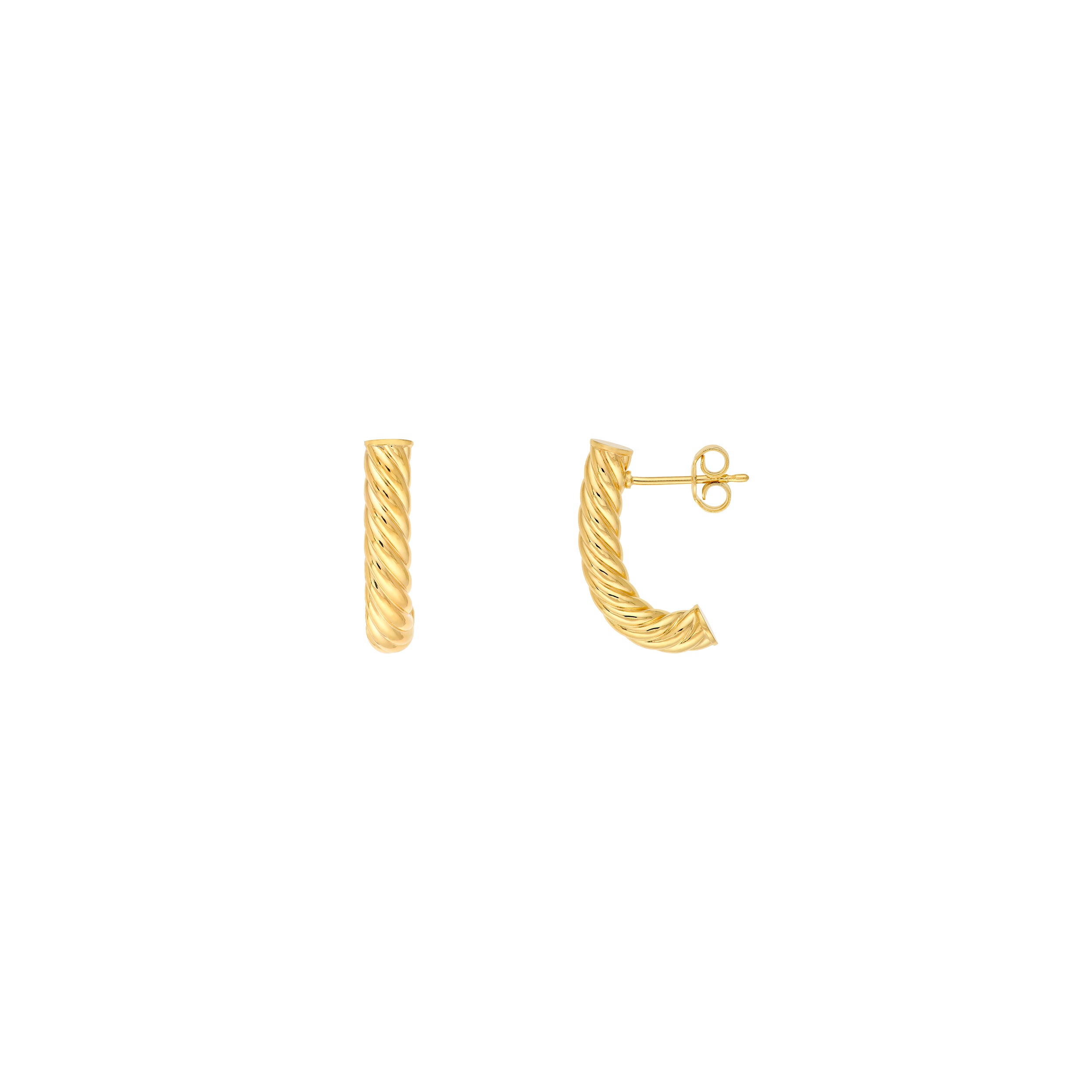 4mm Round Twisted J Hoop Earrings