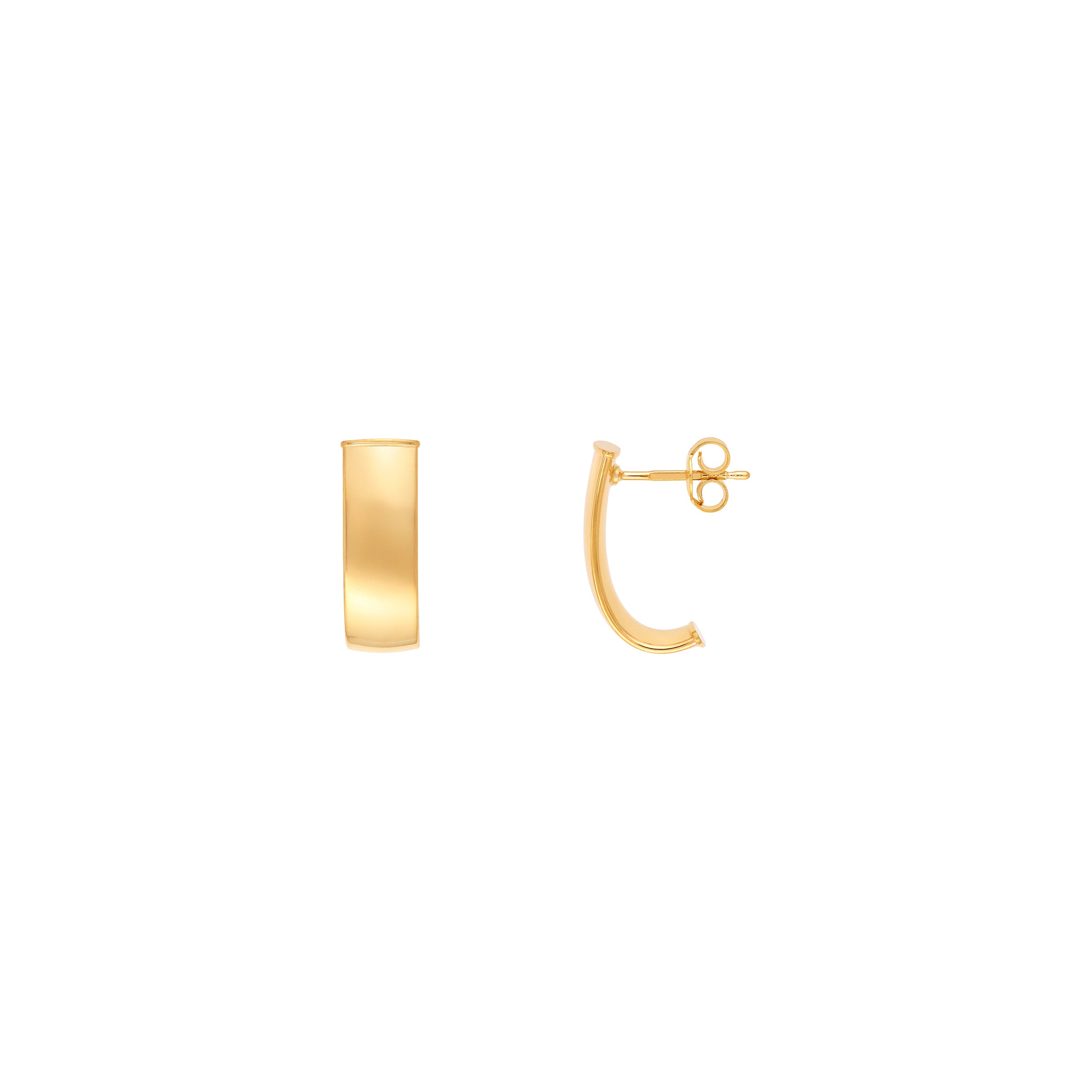 6mm Flat Oval Tube J Hoop Earrings