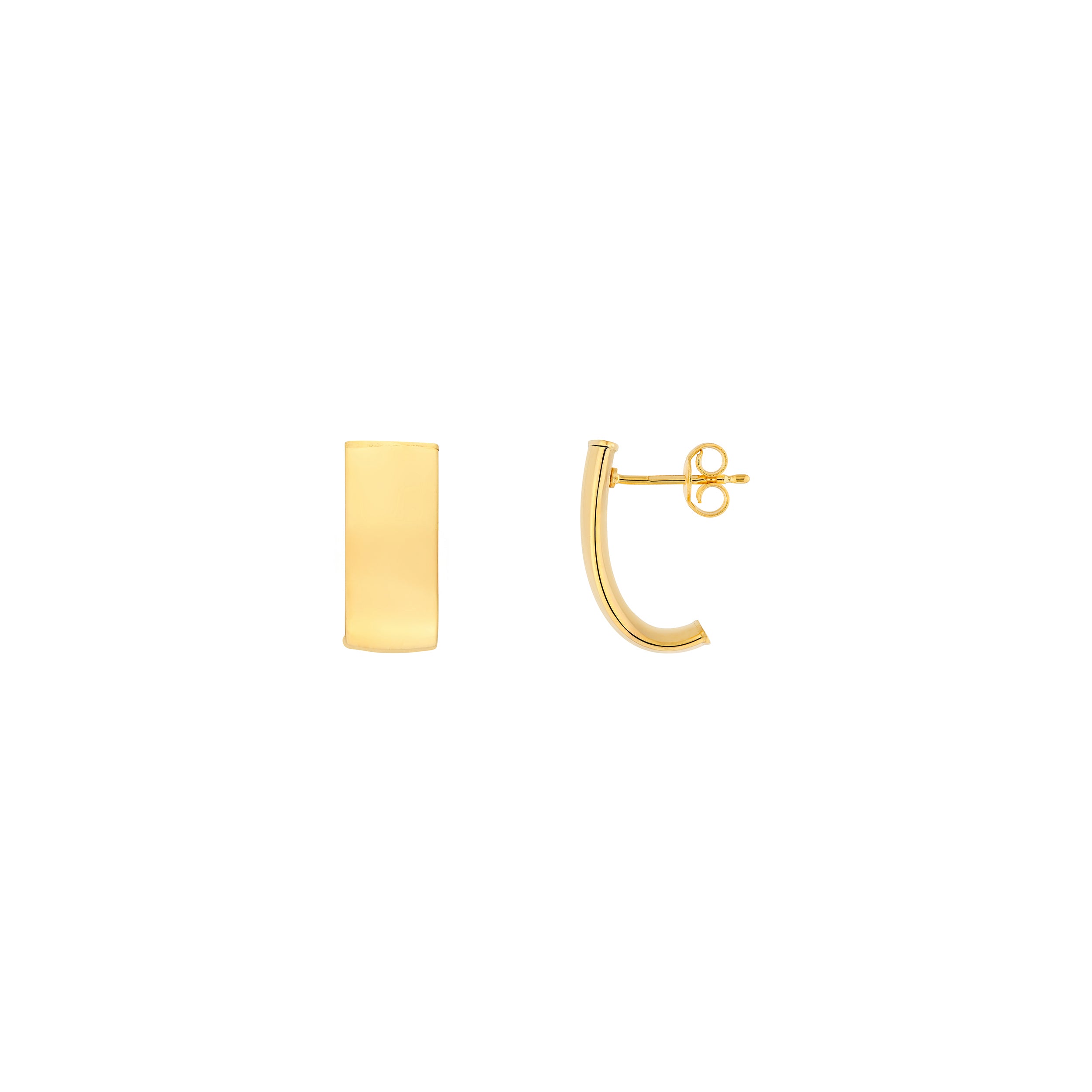 8mm Small Flat Oval Tube J Hoop Earrings