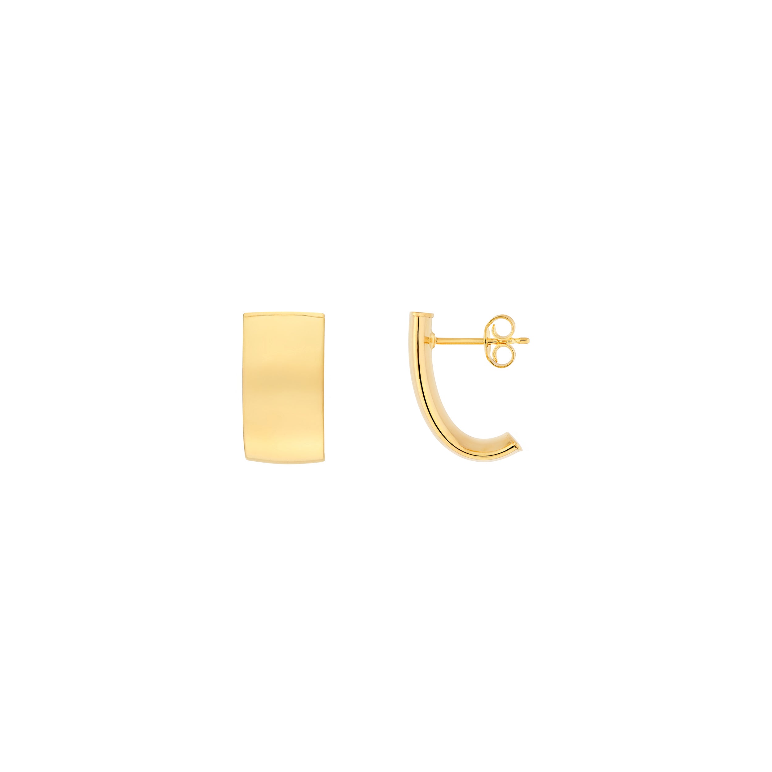 10mm Small Flat Oval Tube J Hoop Earrings