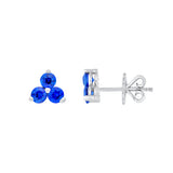 3.5mm Blue Sapphire Trio Stud Earrings