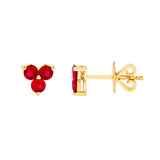 3mm Red Ruby Trio Stud Earrings