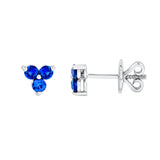 3.0mm Blue Sapphire Trio Stud Earrings