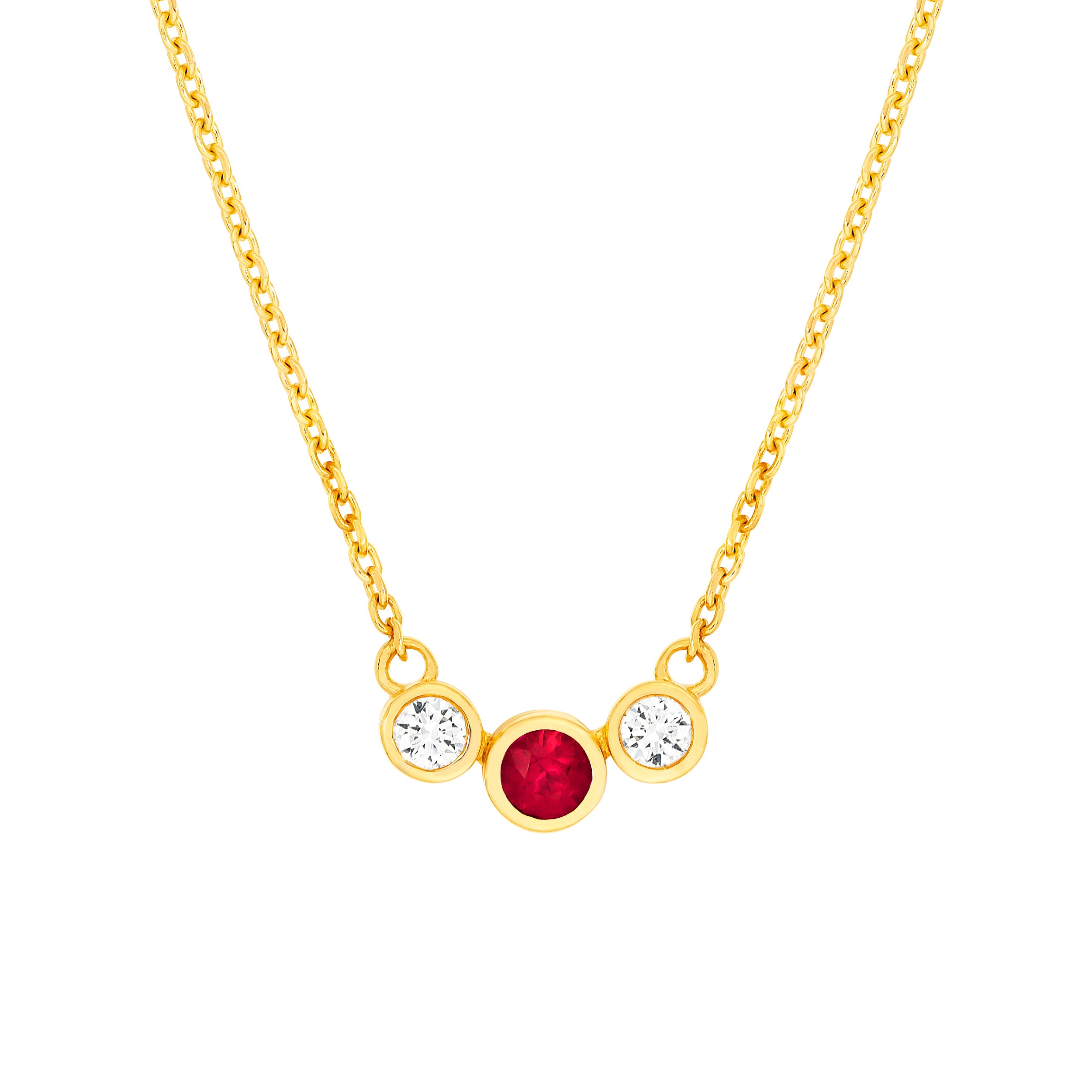 3.7mm Ruby & 1/5tcw Diamond Bezel Graduated Necklace
