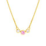 3.7mm Pink Sapphire & 1/5tcw Diamond Bezel Necklace