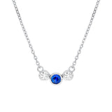 3.7mm Blue Sapphire & 1/5tcw Diamond Bezel Necklace