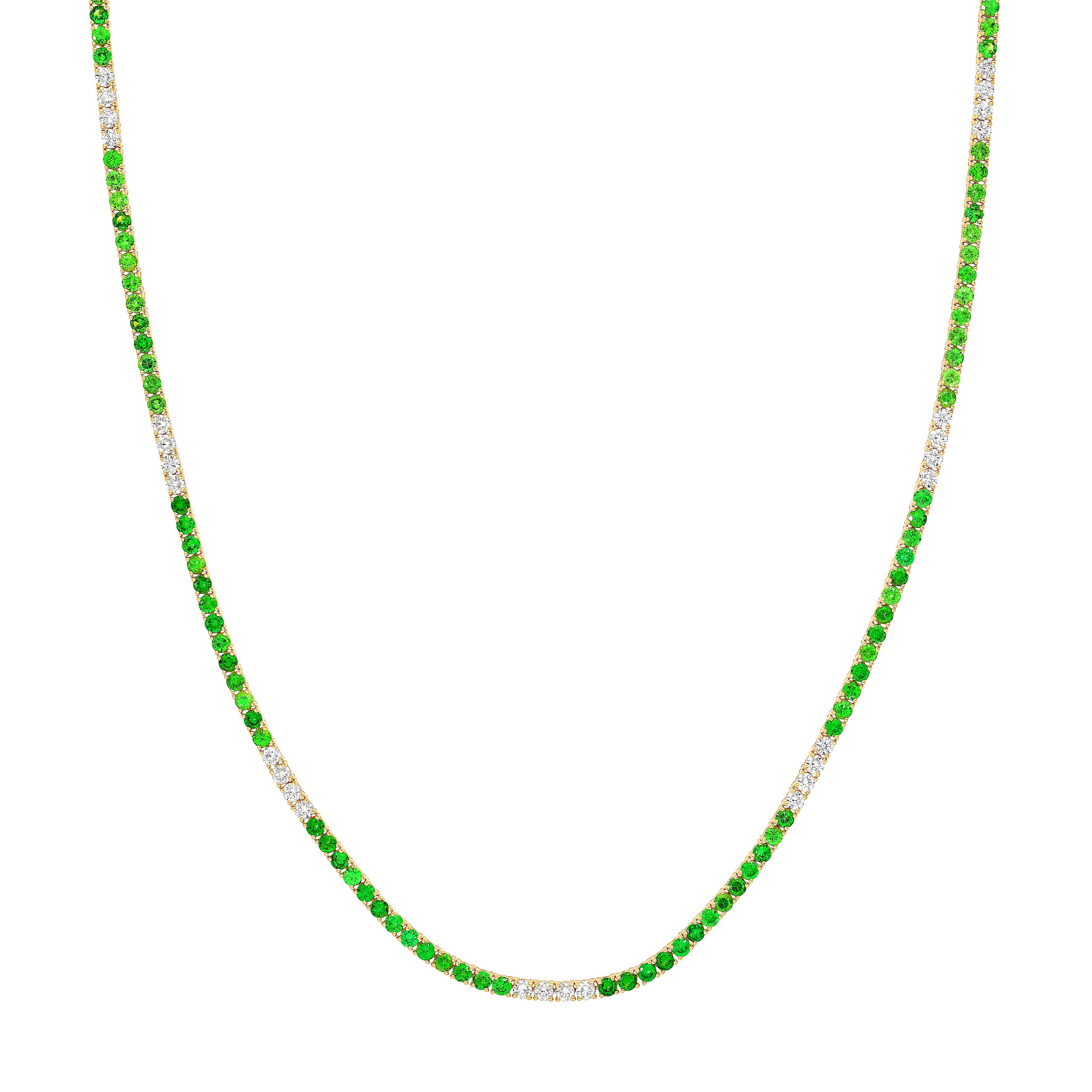 2-1/4tcw Diamond & 2.4mm Tsavorite Tennis Necklace