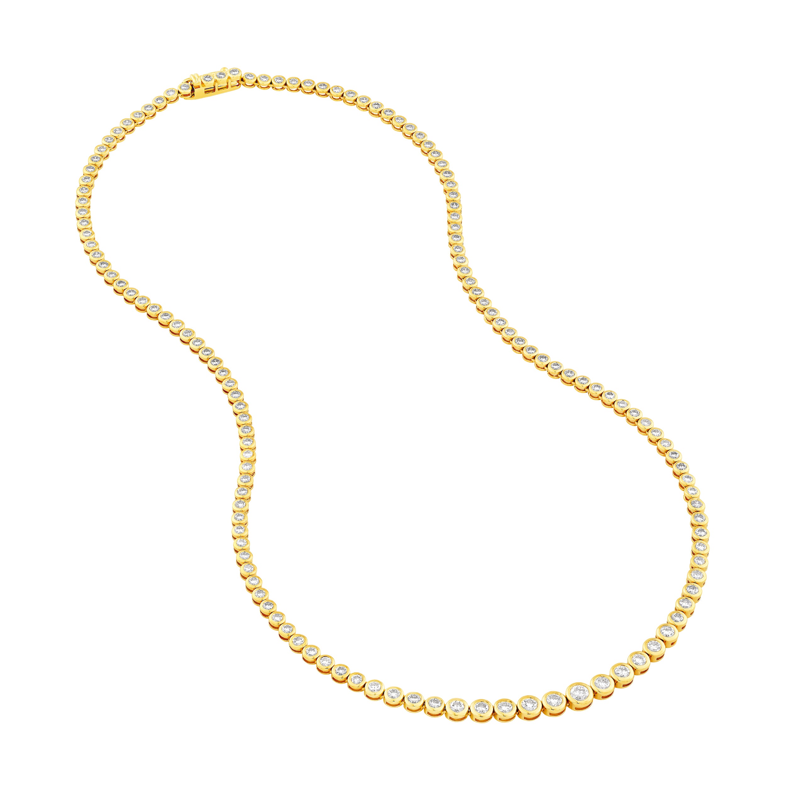 5-1/3tcw Diamond Bezel Graduated Tennis Necklace