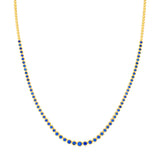 4-1/6tcw Blue Sapphire Bezel Graduated Half Tennis Necklace