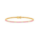 1-1/8tcw Diamond & 3-1/2ct Pink Sapphire Tennis Bracelet