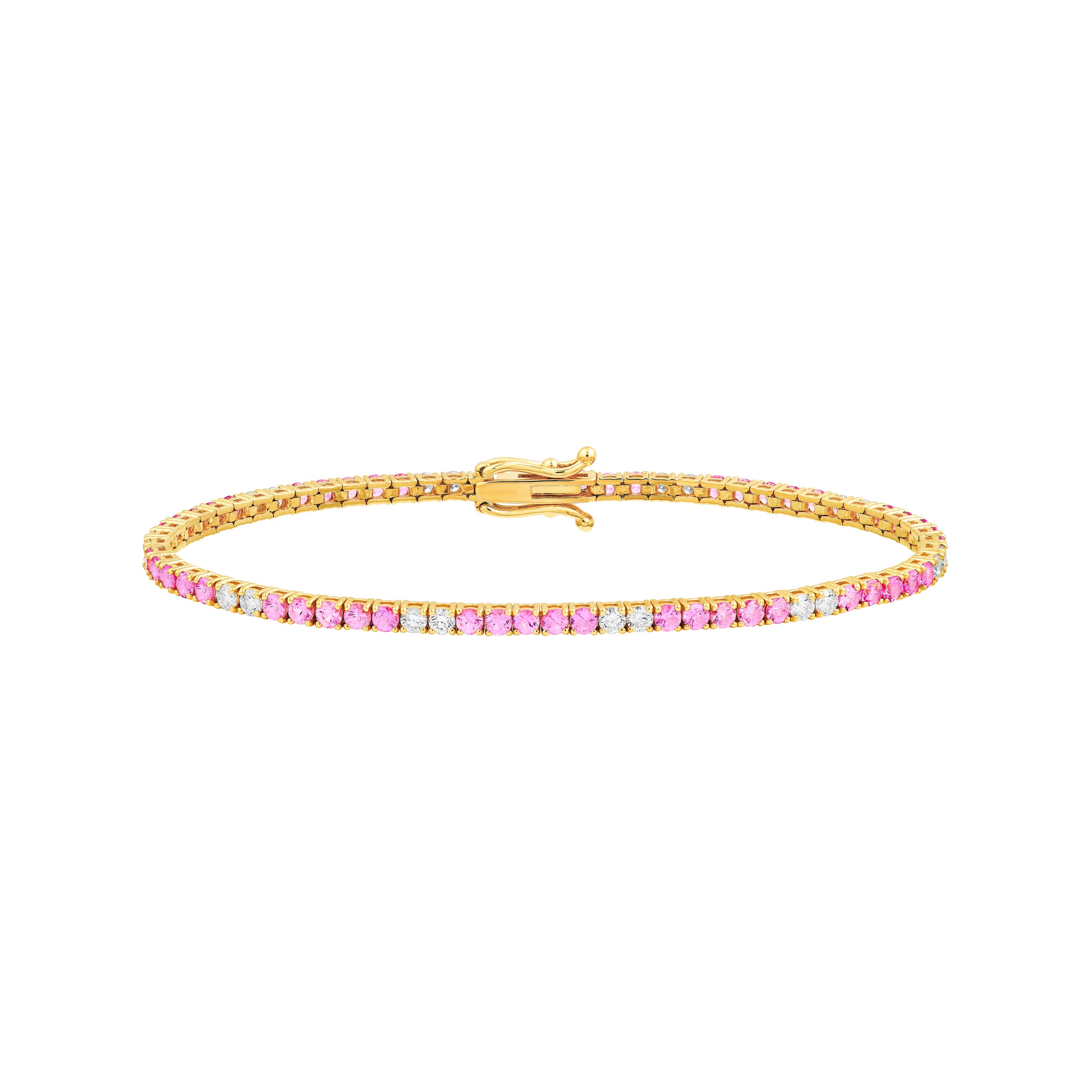 1-1/8tcw Diamond & 3-1/2ct Pink Sapphire Tennis Bracelet