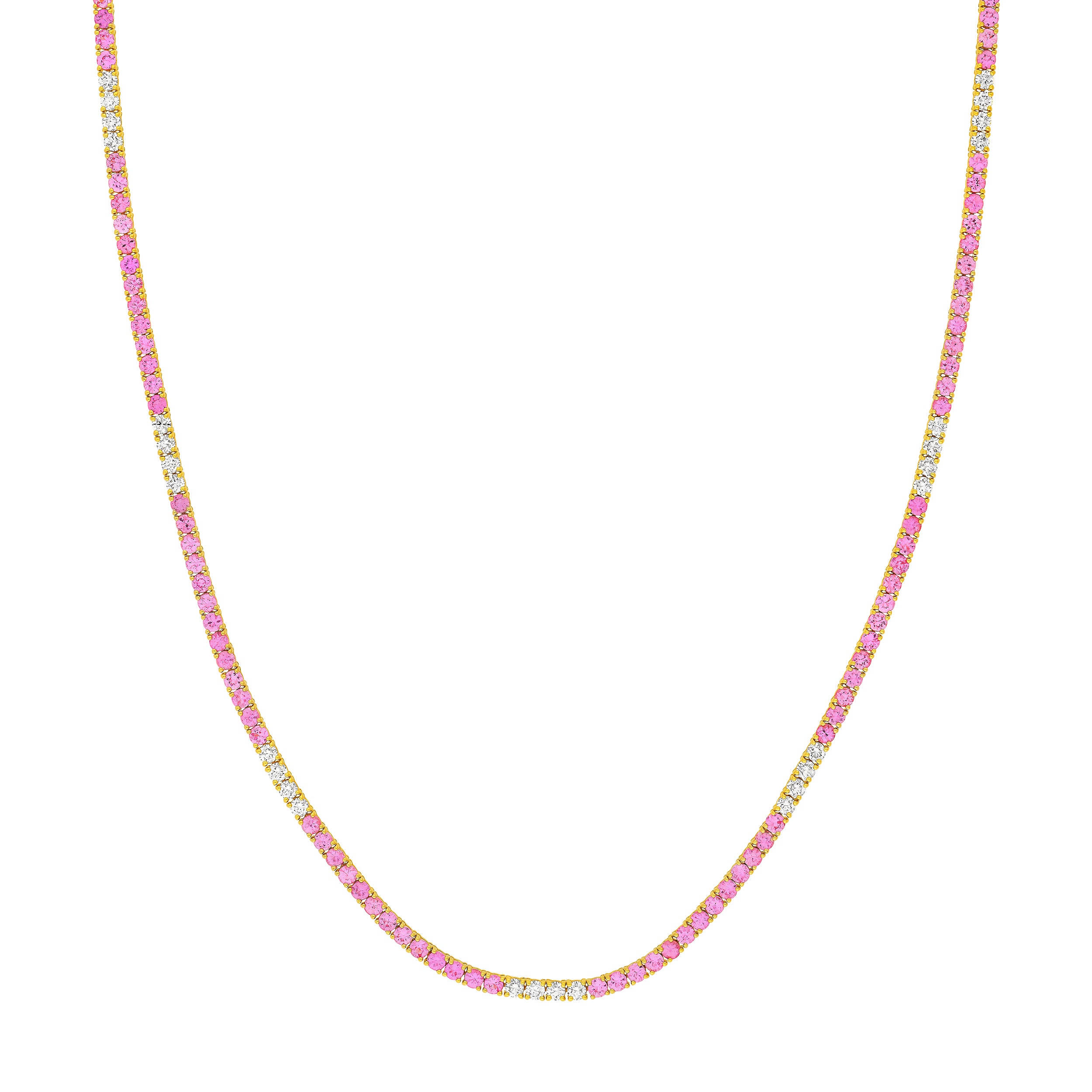 2-1/6tcw Diamond & 8-1/4ct Pink Sapphire Tennis Necklace